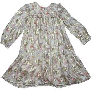 Zara Shimmer Gold Flower Dress